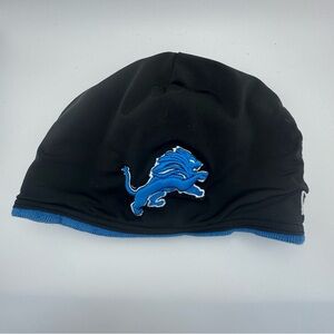 Detroit Lions NFL Fleece Lined Beanie Hat Black Blue New Era Winter Cap